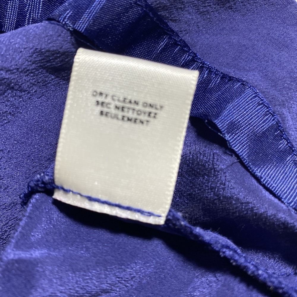 Moulinette Soeurs Dress 4 Blue 100% Silk Short Dolman Sl Ruffle Satin Work Party - Picture 7 of 7